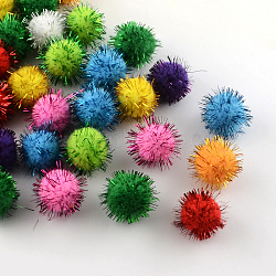 Handmade DIY Doll Craft Pom Pom Yarn Pom Pom Balls, with Metallic Cord, Mixed Color, 20mm, about 500pcs/bag(AJEW-R046-2.0cm-M)
