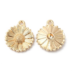 Brass Charms, Flower Charm, Real 18K Gold Plated, 14x12x2mm, Hole: 1.2mm(X-KK-P234-10G)