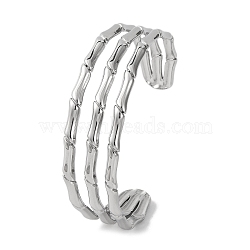 304 Stainless Steel Cuff Bangles for Women, Stainless Steel Color, Inner Diameter: 2-1/2x2 inch(6.2x5.2cm)(BJEW-B104-19P)