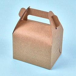 Foldable Kraft Paper Box, Gift Packing Box, Bakery Cake Cupcake Box Container, Rectangle, BurlyWood, Unfold: 42.7x22.5x0.03cm, Finished Product: 11.5x8.5x15cm.(CON-K006-01A-01)