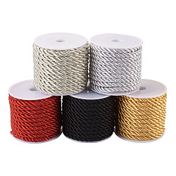 Pandahall Polyester Cord, Twisted Cord, Mixed Color, 5mm, about 4m/roll, 5 colors, 1roll/color, 5rolls/set(OCOR-TA0001-30)