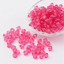 Faceted Bicone Transparent Acrylic Beads, Dyed, Pearl Pink, 4mm, Hole: 1mm, about 13000pcs/500g(DBB4mm-95)