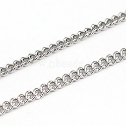 304 Stainless Steel Curb Chains, Soldered, Stainless Steel Color, 0.5mm, Link: 2x1.8x0.5mm(CHS-O005-21B)