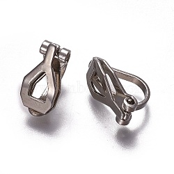 Brass Clip-on Earring Findings, Stainless Steel Color, 12.5x6x8.5mm(KK-F785-01P)
