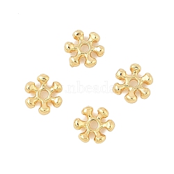 Brass Spacer Beads, Flower, Real 18K Gold Plated, 5x4.5x1mm, Hole: 0.8mm(KK-U056-17G-02)