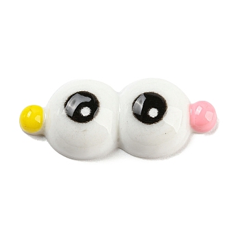 Opaque Resin Cabochons, Funny Eyes, White, 11x26x6mm