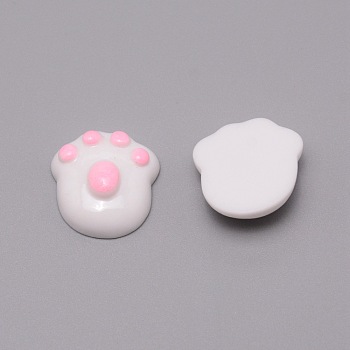 Opaque Resin Cabochons, Dog Paw, Pink, 23.5x22x9mm
