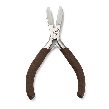 Steel Jewelry Pliers, Flat Nose Plier, with Plastic Handle & Jaw Cover, Coconut Brown, 12.3x8x1.15cm