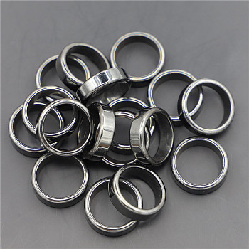 Non-Magnetic Synthetic Hematite Plain Band Ring, Inner Diameter: 18mm