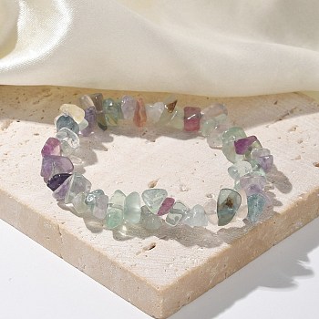 Chips Natural Fluorite Beaded Stretch Bracelets, 1-3/4 inch(4.5cm)