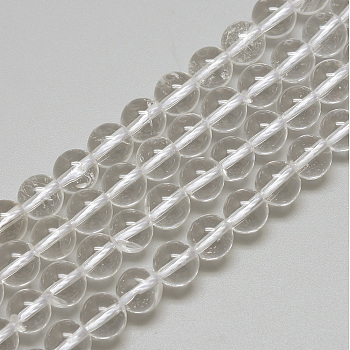 Natural Quartz Crystal Beads Strands, Rock Crystal Beads, Grade AB+, Round, 6~6.5mm, Hole: 1mm, about 63pcs/strand, 15.5 inch