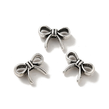 Tibetan Style Alloy Beads, Cadmium Free & Lead Free, Bowknot, Antique Silver, 10x14x4.5mm, Hole: 2mm, about 1000pcs/1000g