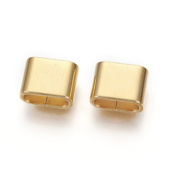 201 Stainless Steel Slide Charms, Oval, Real 24K Gold Plated, 9x12x6mm, Hole: 4x9.5mm