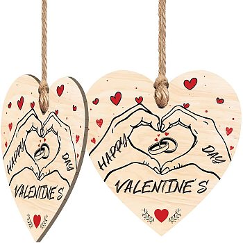 Heart with Word Wooden Hanging Plate, Decoration Accessories, Hand Heart, 100x100mm