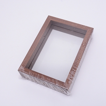 MDF Photo Frames, Glass Display Pictures, for Tabletop Display Photo Frame, Rectangle, Coconut Brown, 158x116x40mm