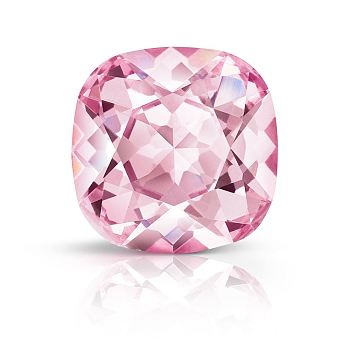 Preciosa&reg MAXIMA Crystal Fancy Stones, Czech Crystal, 435 36 132 Cushion Square, Dura Foiling, 70020 Light Rose, 12x12mm