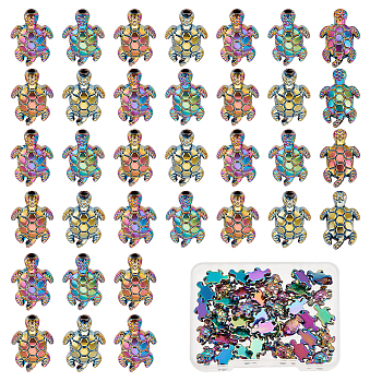 50Pcs Rack Plating Rainbow Color Alloy Beads, Cadmium Free & Nickel Free & Lead Free, Tortoise, Rainbow Color, 13x9x3.5mm, Hole: 1.2mm