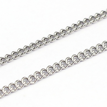 304 Stainless Steel Curb Chains, Soldered, Stainless Steel Color, 0.5mm, Link: 2x1.8x0.5mm
