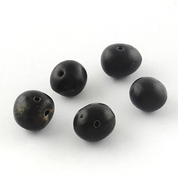 Buddhism Jewelry Findings, Natural Bodhi Beads, Dyed, Flat Round, Dyed, Black, 11~11.5x12.5~14.5x12.5~14.5mm, Hole: 1.5mm