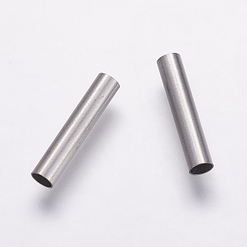 304 Stainless Steel Tube Beads, Stainless Steel Color, 15x3mm, Hole: 2.5mm