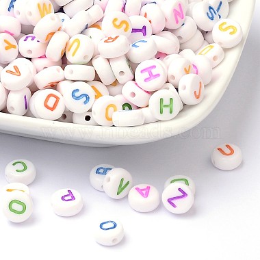 7mm White Flat Round Acrylic Beads