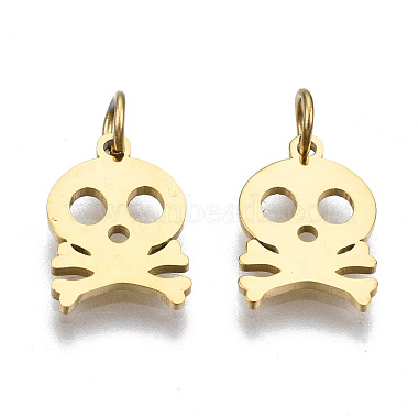 Real 14K Gold Plated Skull 316 Surgical Stainless Steel Charms