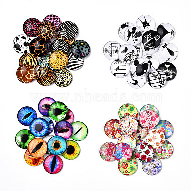 Mixed Pattern Half Round/Dome Printed Glass Cabochons(GLAA-T029-16A)-2