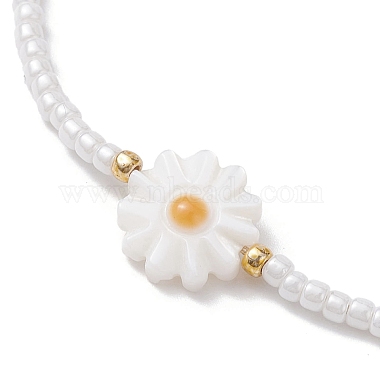 Flower Natural Shell & Glass Seed Braided Bead Bracelets(BJEW-JB09921-02)-3
