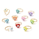 Resin Heart with Eye Open Cuff Rings(RJEW-JR00578)-1