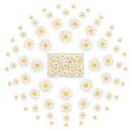 100Pcs 4 Styles Flatback Hair & Costume Accessories Ornaments Resin Flower Daisy Cabochons, White, 9~26x2.5~7mm, 25pcs/style(CRES-NB0001-37B)