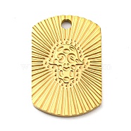 Ion Plating(IP) 316L Surgical Stainless Steel Pendants, Textured, Rectangle with Hamsa Hand Charm, Real 18K Gold Plated, 20x13.5x1.5mm, Hole: 1.8mm(STAS-D090-08G)