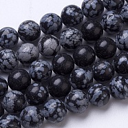 Natural Snowflake Obsidian Beads Strands, Round, 10mm, Hole: 1.2mm, about 40pcs/strand, 15.47 inch(G-D855-11-10mm)