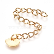 304 Stainless Steel Chain Extender, Curb Chain, with Charms, Fan, Golden, 57mm, Link: 4x3x0.5mm(STAS-G221-25G)