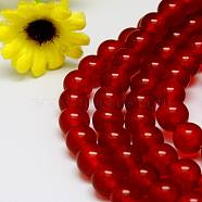 Natural Malaysia Jade Bead Strands, Round Dyed Beads, Red, 8mm, Hole: 1mm, about 48pcs/strand, 15 inch(G-M099-8mm-04)