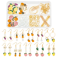 DIY Fruit Dangle Earring Making Kit, Including Peach & Lemon & Pinapple & Orange & Grape Alloy Enamel Charms & Link Connectors, Brass Earring Hooks, Glass Pearl Beads, Mixed Color, 128Pcs/box(DIY-SC0018-99)