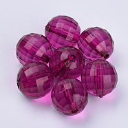 Transparent Acrylic Beads, Faceted, Round, Medium Violet Red, 8x8mm, Hole: 1.5mm, about 177pcs/50g(X-TACR-Q254-8mm-V65)