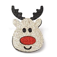 Christmas Theme PU Leather Brooch, Zinc Allloy Pin, Deer, 39x28x3mm(JEWB-C004-01E)