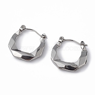 304 Stainless Steel Twist Round Hoop Earrings for Women, Stainless Steel Color, 20x20x3mm, Pin: 0.5mm(EJEW-I284-06P)