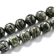Natural Green Zebra Jasper Beads Strands, Round, 10.5mm, Hole: 1mm, about 37pcs/strand, 15.35''(39cm)(G-O199-05C)