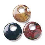 Natural Indian Agate Pendants, Flat Round, 40~41x8~9mm, Hole: 12~15mm(G-F708-05D)