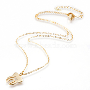 304 Stainless Steel Pendant Necklaces, with Lobster Claw Clasps, Tooth Shape, Golden, 18.1 inch(46cm)(NJEW-F207-04G)