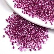 6/0 Glass Seed Beads, Transparent Inside Colours Luster, Round Hole, Round, Medium Violet Red, 6/0, 4~5x2.5~4.5mm, Hole: 1.2mm, about 500pcs/50g(X-SEED-A015-4mm-2212)