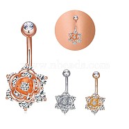Brass Piercing Jewelry, Navel Ring Belly Rings, with 304 Stainless Steel Bar, with Cubic Zirconia, Mixed Shapes, Mixed Color, 30mm, Bar: 15 Gauge(1.5mm), 3pcs/set, Bar Length: 3/8"(10mm)(AJEW-EE0006-85G)