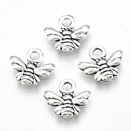 Tibetan Style Alloy Charms, Lead Free & Cadmium Free, Bee Shape, Antique Silver, 9.5x10.5x2mm, Hole: 1.8mm, about 1350pcs/500g(TIBE-S323-028AS-RS)
