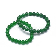 Natural Malaysia Jade(Dyed) Bead Stretch Bracelets, Round, 2 inch~2-3/8 inch(5~6cm), Bead: 5.8~6.8mm(BJEW-K212-A-013)