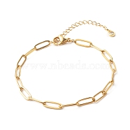 304 Stainless Steel Paperclip Chains Bracelet, Golden, 7-1/2 inch(19cm)(X-BJEW-JB06523-01)