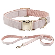 Adjustable Polyester Dog Collars & Leash Set, Cat Dog Choker Necklace, with Side Release Buckle, Pink, 390~600x25mm(PW-WG23436-09)