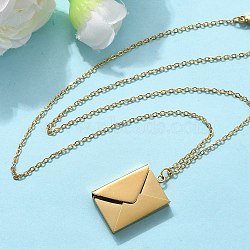 304 Stainless Steel Envolope Pendant Necklaces for Women, Real 18K Gold Plated, 16.14 inch(41cm)(NJEW-U037-01C-G)