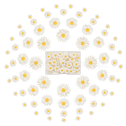 100Pcs 4 Styles Flatback Hair & Costume Accessories Ornaments Resin Flower Daisy Cabochons, White, 9~26x2.5~7mm, 25pcs/style(CRES-NB0001-37B)