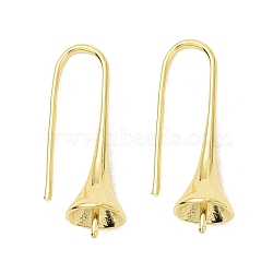 Rack Plating Brass Earring Hooks, for Half Drilled Beads, Long-Lasting Plated, Lead Free & Cadmium Free, Golden, 22.5x7mm, 21 Gauge, Pin: 0.7mm and 0.8mm(KK-F839-030B-G)